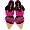 imageFSJ Women Sexy Double Strap Gold Slim High Heels Sandals Open Toe Slip On Slide Mules Size 415 USHot Pink