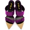 imageFSJ Women Sexy Double Strap Gold Slim High Heels Sandals Open Toe Slip On Slide Mules Size 415 USPurple