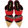 imageFSJ Women Sexy Double Strap Gold Slim High Heels Sandals Open Toe Slip On Slide Mules Size 415 USRed