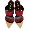 imageFSJ Women Sexy Double Strap Gold Slim High Heels Sandals Open Toe Slip On Slide Mules Size 415 USWine Red