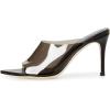imageFSJ Women Transparent Peep Toe Thin High Heel Mules Slip on Sandals Slide Slippers Stiletto Clogs Shoes Size 415 USBlack