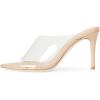 imageFSJ Women Transparent Peep Toe Thin High Heel Mules Slip on Sandals Slide Slippers Stiletto Clogs Shoes Size 415 USNude