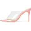 imageFSJ Women Transparent Peep Toe Thin High Heel Mules Slip on Sandals Slide Slippers Stiletto Clogs Shoes Size 415 USPink