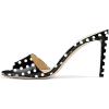 imageFSJ Women Casual Peep Toe Mule Sandals Stiletto High Heels Party Evening Shoe Size 415 M USBlack Dots