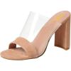 imageFSJ Women Clear Open Toe Sandals Slip On Chunky High Heels Slide Mules Fashion Pumps Transparent Shoes Size 415 USBeige