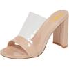 imageFSJ Women Clear Open Toe Sandals Slip On Chunky High Heels Slide Mules Fashion Pumps Transparent Shoes Size 415 USNude