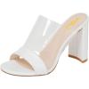 imageFSJ Women Clear Open Toe Sandals Slip On Chunky High Heels Slide Mules Fashion Pumps Transparent Shoes Size 415 USWhite