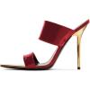 imageFSJ Women Sexy Double Strap Gold Slim High Heels Sandals Open Toe Slip On Slide Mules Size 415 USWine Red