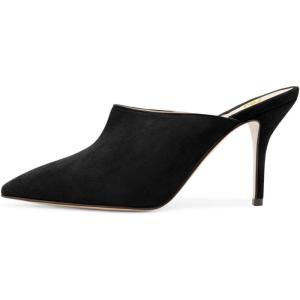 imageFSJ Women Basic Pointed Toe Mules Stiletto Heels Sandals Slip On Evening Party Shoes Size 415 USBlack