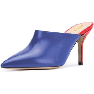 imageFSJ Women Basic Pointed Toe Mules Stiletto Heels Sandals Slip On Evening Party Shoes Size 415 USBluered