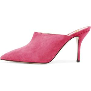 imageFSJ Women Basic Pointed Toe Mules Stiletto Heels Sandals Slip On Evening Party Shoes Size 415 USFuchsia