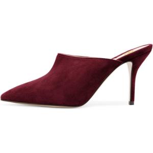 imageFSJ Women Basic Pointed Toe Mules Stiletto Heels Sandals Slip On Evening Party Shoes Size 415 USWine