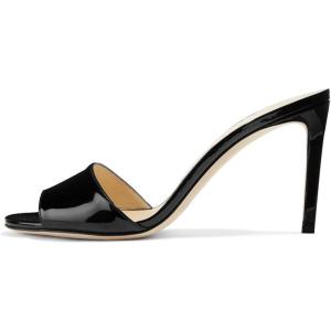 imageFSJ Women Casual Peep Toe Mule Sandals Stiletto High Heels Party Evening Shoe Size 415 M USBlackpatent