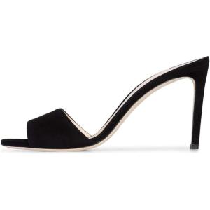 imageFSJ Women Casual Peep Toe Mule Sandals Stiletto High Heels Party Evening Shoe Size 415 M USBlacksuede