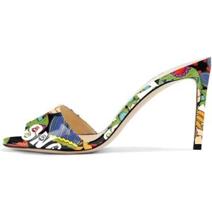imageFSJ Women Casual Peep Toe Mule Sandals Stiletto High Heels Party Evening Shoe Size 415 M USCartoon