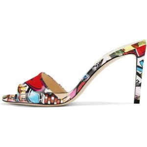 imageFSJ Women Casual Peep Toe Mule Sandals Stiletto High Heels Party Evening Shoe Size 415 M USColorful