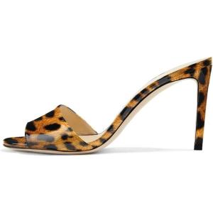 imageFSJ Women Casual Peep Toe Mule Sandals Stiletto High Heels Party Evening Shoe Size 415 M USLeopard