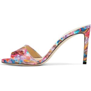 imageFSJ Women Casual Peep Toe Mule Sandals Stiletto High Heels Party Evening Shoe Size 415 M USPink Multi