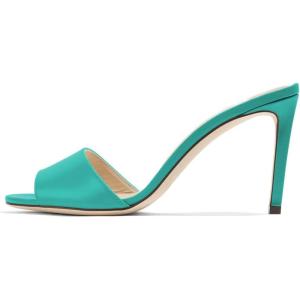 imageFSJ Women Casual Peep Toe Mule Sandals Stiletto High Heels Party Evening Shoe Size 415 M USTurquoise