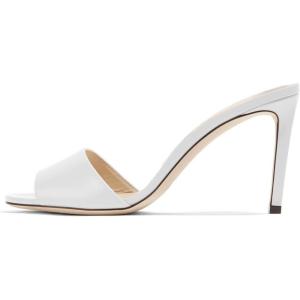 imageFSJ Women Casual Peep Toe Mule Sandals Stiletto High Heels Party Evening Shoe Size 415 M USWhite