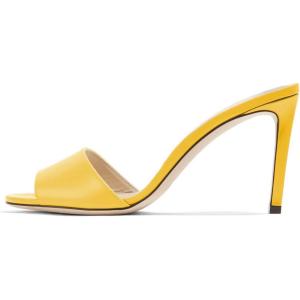 imageFSJ Women Casual Peep Toe Mule Sandals Stiletto High Heels Party Evening Shoe Size 415 M USYellow