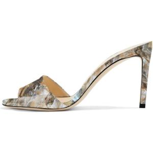 imageFSJ Women Casual Peep Toe Mule Sandals Stiletto High Heels Party Evening Shoe Size 415 M USYellow Multi