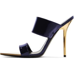imageFSJ Women Sexy Double Strap Gold Slim High Heels Sandals Open Toe Slip On Slide Mules Size 415 USDeep Blue