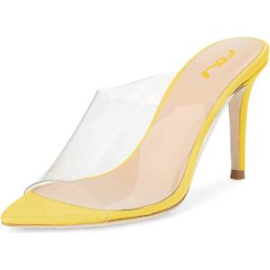 imageFSJ Women Transparent Peep Toe Thin High Heel Mules Slip on Sandals Slide Slippers Stiletto Clogs Shoes Size 415 USYellow
