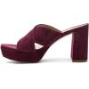 imageFSJ Women Chic Open Toe Platform Chunky High Heel Mules Sandals Crossover Strap Slide Shoes Size 415 USBurgundy8 Cm