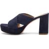 imageFSJ Women Chic Open Toe Platform Chunky High Heel Mules Sandals Crossover Strap Slide Shoes Size 415 USNavy8 Cm