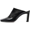 imageFSJ Women Closed Squared Toe Mules Slip On Chunky Mid High Heels Backless Sandals Summer Casual Nightclub Shoes Size 415 USBlack