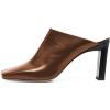 imageFSJ Women Closed Squared Toe Mules Slip On Chunky Mid High Heels Backless Sandals Summer Casual Nightclub Shoes Size 415 USBlack Brown