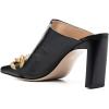imageFSJ Women Closed Squared Toe Mules Slip On Chunky Mid High Heels Backless Sandals Summer Casual Nightclub Shoes Size 415 USBlack Gold