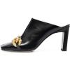 imageFSJ Women Closed Squared Toe Mules Slip On Chunky Mid High Heels Backless Sandals Summer Casual Nightclub Shoes Size 415 USBlack Gold