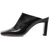 imageFSJ Women Closed Squared Toe Mules Slip On Chunky Mid High Heels Backless Sandals Summer Casual Nightclub Shoes Size 415 USBlack Nail