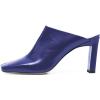 imageFSJ Women Closed Squared Toe Mules Slip On Chunky Mid High Heels Backless Sandals Summer Casual Nightclub Shoes Size 415 USBlue