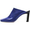 imageFSJ Women Closed Squared Toe Mules Slip On Chunky Mid High Heels Backless Sandals Summer Casual Nightclub Shoes Size 415 USBlue Wine