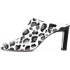imageFSJ Women Closed Squared Toe Mules Slip On Chunky Mid High Heels Backless Sandals Summer Casual Nightclub Shoes Size 415 USCow
