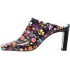 imageFSJ Women Closed Squared Toe Mules Slip On Chunky Mid High Heels Backless Sandals Summer Casual Nightclub Shoes Size 415 USFloral