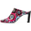 imageFSJ Women Closed Squared Toe Mules Slip On Chunky Mid High Heels Backless Sandals Summer Casual Nightclub Shoes Size 415 USFlower