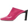 imageFSJ Women Closed Squared Toe Mules Slip On Chunky Mid High Heels Backless Sandals Summer Casual Nightclub Shoes Size 415 USFuchsia Nude