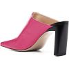 imageFSJ Women Closed Squared Toe Mules Slip On Chunky Mid High Heels Backless Sandals Summer Casual Nightclub Shoes Size 415 USFuchsia Nude
