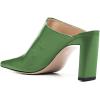 imageFSJ Women Closed Squared Toe Mules Slip On Chunky Mid High Heels Backless Sandals Summer Casual Nightclub Shoes Size 415 USGreen
