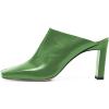imageFSJ Women Closed Squared Toe Mules Slip On Chunky Mid High Heels Backless Sandals Summer Casual Nightclub Shoes Size 415 USGreen