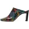 imageFSJ Women Closed Squared Toe Mules Slip On Chunky Mid High Heels Backless Sandals Summer Casual Nightclub Shoes Size 415 USLines