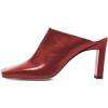 imageFSJ Women Closed Squared Toe Mules Slip On Chunky Mid High Heels Backless Sandals Summer Casual Nightclub Shoes Size 415 USRed