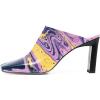 imageFSJ Women Closed Squared Toe Mules Slip On Chunky Mid High Heels Backless Sandals Summer Casual Nightclub Shoes Size 415 USStream