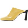 imageFSJ Women Closed Squared Toe Mules Slip On Chunky Mid High Heels Backless Sandals Summer Casual Nightclub Shoes Size 415 USYellow Orange