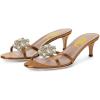 imageFSJ Women Comfy Low Kitten Heels Sandals Mules Open Toe Slip On Floral Rhinestones Backless Casual Dress Slipper Slides Shoes Size 415 USFlower Brown