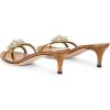 imageFSJ Women Comfy Low Kitten Heels Sandals Mules Open Toe Slip On Floral Rhinestones Backless Casual Dress Slipper Slides Shoes Size 415 USFlower Brown